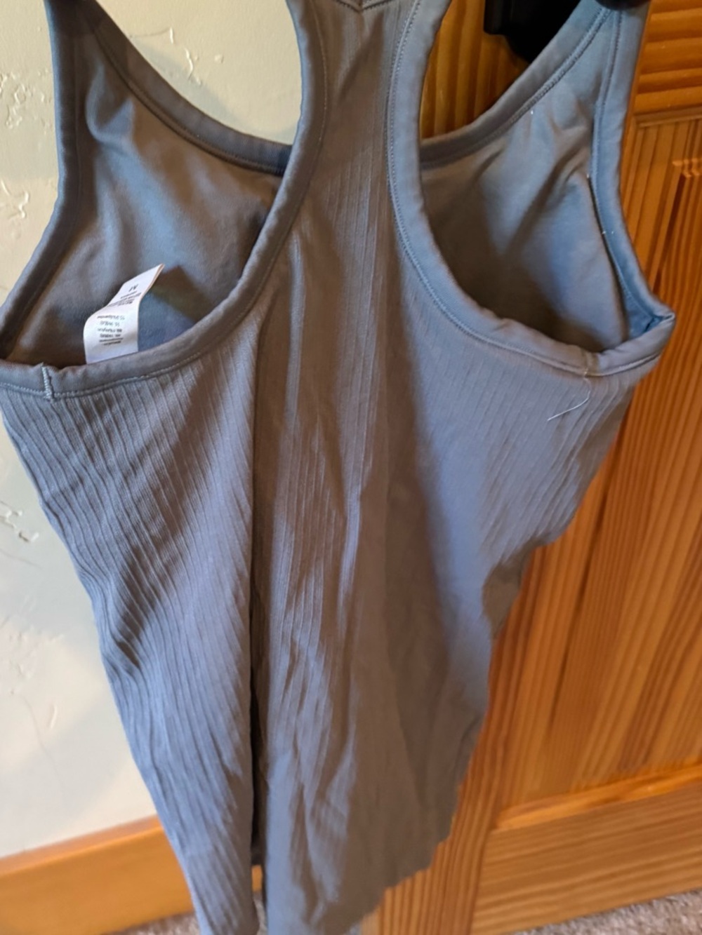 Ribbed Racerback Tank Top - Gray - Picture 3 of 3